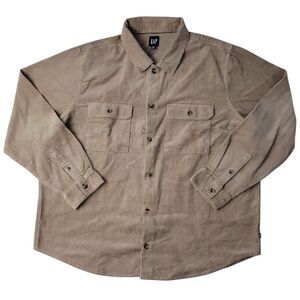 Gap Men's Buttons Chest Pocket Warm Corduroy Over Shirt - Chinchilla